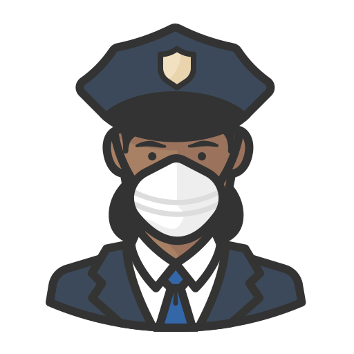 Black, coronavirus, female, n-95 mask, police icon